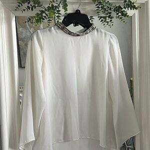 Zara Cream Embellished 3/4 Sleeve Blouse
